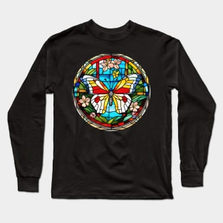 Stained Glass Butterfly Long Sleeve T-Shirt